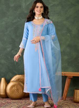 Looking These Beautiful Looking Readymade Suits.These Top Are Silk And Bottom Are Silk And Organza Dupatta Fabricated.Its Beautified  With Disigner Embroidery Work.