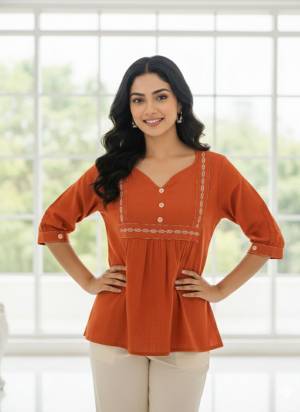 Looking These Beautiful Looking Readymade Short Tunic Top.These Top is Fabricated On Cotton.Its Beautified With Designer Embroidery Work.