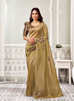 Look Attrective These Designer Party Wear Saree in Fine Colored.These Saree Are Crush Tissue Satin Silk And Blouse Silk Brocade is Fabricated.Its Beautified Desiger Embroidery,Pearl,Stone Work.