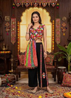 Attactive These Designer Navratri Ready Made Dress in Fine Colored.These Top Are Ribbed & Chinon And Bottom Are Fabricated On Ribbed Pair.Its Beautified With Designer Kuthi,Mirror Embroidery Work.