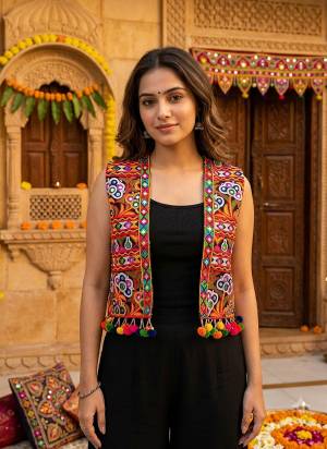 Attactive These Designer Navratri Ready Made Jacket in Fine Colored.These Jacket Are Cotton Fabriced Pair.Its Beautified With Designer Kutchi Mirror Embroidery Work.