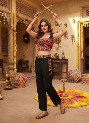 Attactive These Designer Navratri Ready Made Dress in Fine Colored.These Top Are Ribbed And Bottom Are Fabricated On Ribbed Pair.Its Beautified With Designer Kutchi Mirror Embroidery Work.