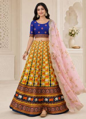 For A Fancy Designer Look,Grab These Lehenga Choli With Dupatta in Fine Colored.These Lehenga Are Satin Silk And Choli Are Silk And Dupatta Are Fabricated On Organza Pair.Its Beautified With Designer Digital Printed With Embroidery Work Dupatta.