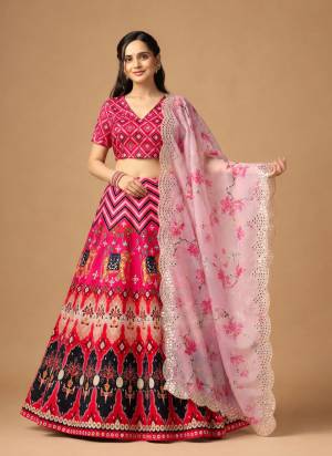 For A Fancy Designer Look,Grab These Lehenga Choli With Dupatta in Fine Colored.These Lehenga Are Satin Silk And Choli Are Silk And Dupatta Are Fabricated On Organza Pair.Its Beautified With Designer Digital Printed With Embroidery Work Dupatta.