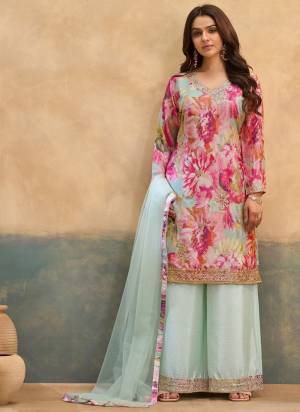 Looking These Fancy Party Wear Free Size Stitched Plazzo Suit With Dupatta in Fine Colored Pair.These Top And Bottom Are Chinon And Pair With Net Dupatta Fabric.Its Beautified With Designer Printed With Embroidery Work.
