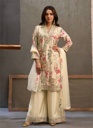 Looking These Fancy Party Wear Free Size Stitched Plazzo Suit With Dupatta in Fine Colored Pair.These Top And Bottom Are Chinon And Pair With Net Dupatta Fabric.Its Beautified With Designer Printed With Embroidery Work.