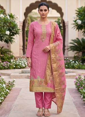 Looking These Suit in Fine Colored Pair With Bottom And Dupatta.These Top Are Banarasi Cotton And Dupatta Are Fabricated On Banarasi Cotton Pair With Rayon Bottom.Its Beautified With Woven Designer, Hand Work.