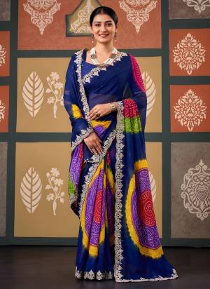 Looking These Party Wear Saree in Fine Colored.These Saree Are Chiffon And Blouse is Chiffon Fabricated.Its Beautified With Designer Printed With Embroidery Work.
