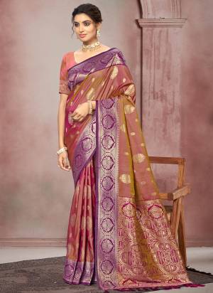 Garb These Fastive And Party Wear Saree in Fine Colored.These Saree And Blouse is Fabricated On Soft Silk.Its Beautified With Woven Jacquard Designer.