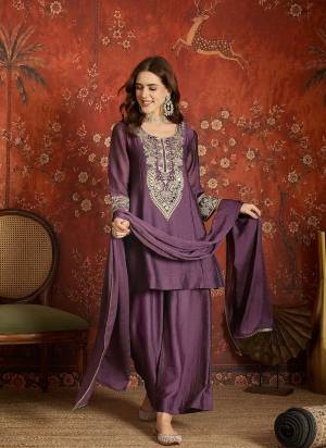 Garb These Prty Wear Plazzo Suit in Fine Colored Pair With Bottom And Dupatta.These Top Are Silk And Bottom Are Fabricated On Silk Pair With Silk Dupatta.Its Beautified With Designer Embroidery Work.