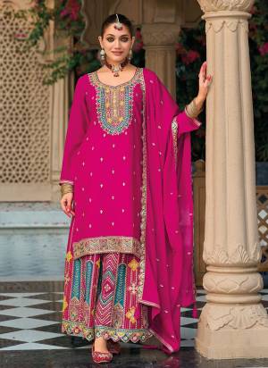 Looking These Fancy Party Wear Free Size Stitched Plazzo Suit With Dupatta in Fine Colored Pair.These Top And Bottom Are Chinon And Pair With Chinon Dupatta Fabric.Its Beautified With Heavy Designer Heavy Embroidery Work.