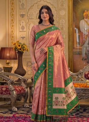 Garb These Fastive And Party Wear Saree in Fine Colored.These Saree And Blouse is Fabricated On Tissue Silk.Its Beautified With Weaving Jacquard Designer.