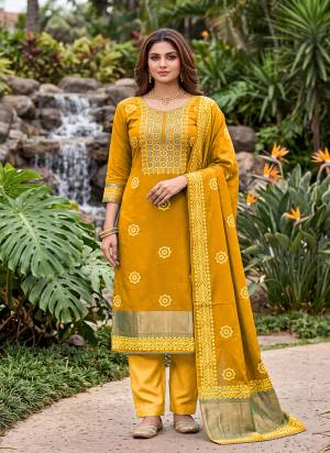 Grab These Suit in Fine Colored Pair With Bottom And Dupatta.These Top Are Banarasi Cotton And Dupatta Are Fabricated On Banarasi Jacquard Pair With Rayon Bottom.Its Beautified With Woven Designer, Hand Work.