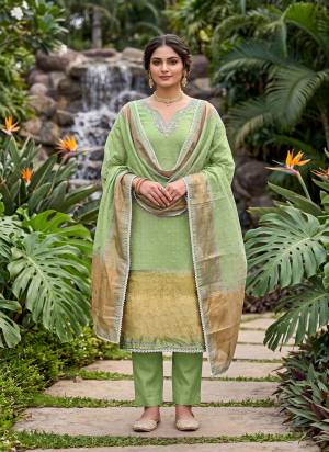 Grab These Suit in Fine Colored Pair With Bottom And Dupatta.These Top Are Banarasi Cotton And Dupatta Are Fabricated On Banarasi Jacquard Pair With Rayon Bottom.Its Beautified With Woven Designer, Hand Work.
