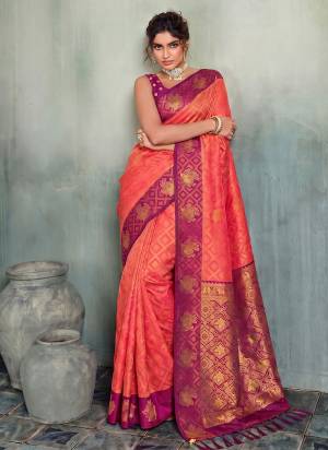 Garb These Fastive And Party Wear Saree in Fine Colored.These Saree And Blouse is Fabricated On Silk.Its Beautified With Weaving Jacquard Designer.