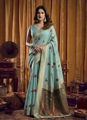 Looking These Fancy Party Wear Saree in Fine Colored.These Saree Are Khadi Cotton And Blouse is Khadi Cotton Fabricated.Its Beautified With Woven Katha Designer.