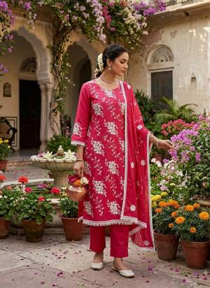 Looking This Suits In Lovely Color.Its Pretty Top Is Parampara Silk Based Paired Bottom Santoon And Parampara Silk Fabricated Dupatta Are Designer Embroidery Work. Which Gives An Attractive To The Dress.