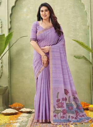 Looking These Festive Wear Saree in Fine Colored.These Saree And Blouse is Fabricated On Ghicha Cotton.Its Beautified With Woven Swan,Lotus Resham Pallu Designer.