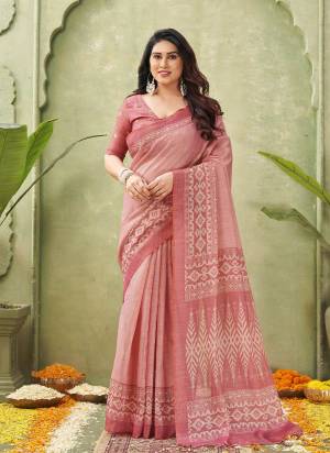 Garb These Festive And Party Wear Saree in Fine Colored.These Saree And Blouse is Fabricated On Jute Linen.Its Beautified With Designer Ikkat Printed.