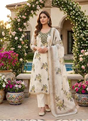 Looking This Suits In Lovely Color.Its Pretty Top Is Simmer Based Paired Bottom Santoon And Chanderi Fabricated Dupatta Are Designer Dgital Printed With Embroidery Work. Which Gives An Attractive To The Dress.