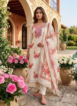 Looking This Suits In Lovely Color.Its Pretty Top Is Simmer Based Paired Bottom Santoon And Chanderi Fabricated Dupatta Are Designer Dgital Printed With Embroidery Work. Which Gives An Attractive To The Dress.