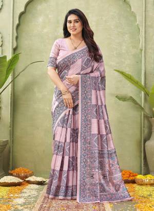 Looking These Festive And Party Wear Saree in Fine Colored.These Saree And Blouse is Fabricated On Tussar Silk.Its Beautified With Designer Madhubani Printed.