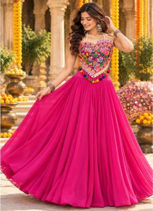 Looking These Navratri Wear Lehenga Choli in Fine Colored.These Lehenga Are Georgette Choli Are Cotton Fabricated On Crepe Inner Pair.Its Beautified With Designer Kutchi Mirror Embroidery Work.