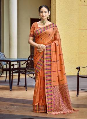 Looking These Fastive And Party Wear Saree in Fine Colored.These Saree And Blouse is Fabricated On Assam Silk.Its Beautified With Woven Jacquard Multy Thread Designer.
