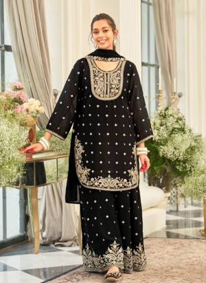 Garb These Fancy Party Wear Free Size Stitched Plazzo Suit in Fine Colored Pair.These Top And Bottom Are Chinon And Pair With Chinon Dupatta Fabric.Its Beautified With Heavy Designer Heavy Embroidery Work.