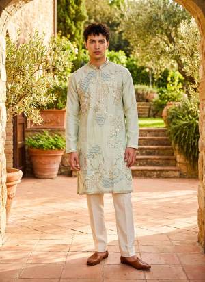 Looking These Party Wear Mans Wear Kutra Payjama in Fine Color. These Kurta Are Tissue And Payjama Cotton Fabriced With Designer Sequance Embroidery Work .