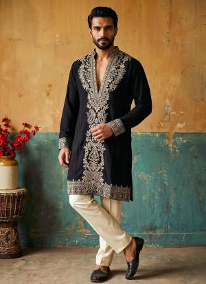 Looking These Party Wear Mans Wear Kutra Payjama in Fine Color. These Kurta Are Cotton And Payjama Cotton Fabriced With Designer  Embroidery Work .