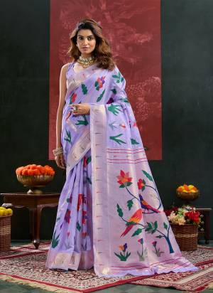 Looking These Festive Party Wear Saree in Fine Colored.These Saree And Blouse is Fabricated On Cotton Silk.Its Beautified With Weaving Meenakari Paithani Pallu Border Designer.