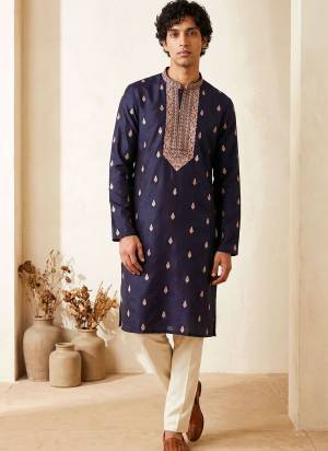 Looking These Party Wear Mans Wear Kutra Payjama in Fine Color. These Kurta Are Roman Silk And Payjama Cotton Fabriced With Designer  Embroidery Work .
