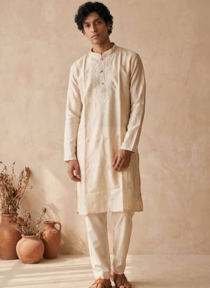 Looking These Party Wear Mans Wear Kutra Payjama in Fine Color. These Kurta Are Silk And Payjama Cotton Fabriced With Designer  Embroidery Work .