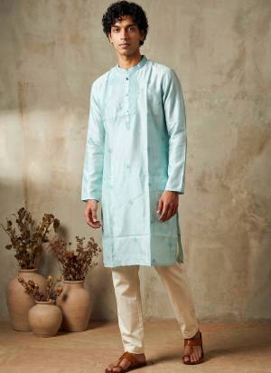 Looking These Party Wear Mans Wear Kutra Payjama in Fine Color. These Kurta Are Silk And Payjama Cotton Fabriced With Designer  Embroidery Work .
