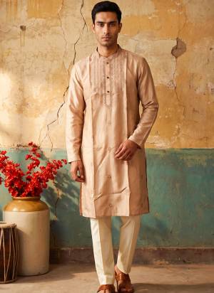 Looking These Party Wear Mans Wear Kutra Payjama in Fine Color. These Kurta Are Silk And Payjama Cotton Fabriced With Designer  Embroidery Work .
