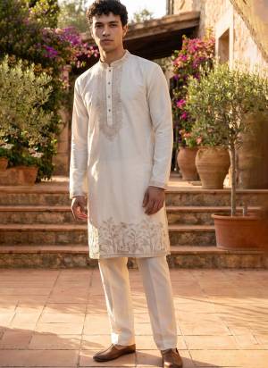 Looking These Party Wear Mans Wear Kutra Payjama in Fine Color. These Kurta Are Cotton And Payjama Cotton Fabriced With Designer  Embroidery Work .