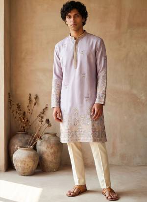 Looking These Party Wear Mans Wear Kutra Payjama in Fine Color. These Kurta Are Silk And Payjama Cotton Fabriced With Designer  Embroidery Work .