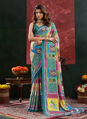 Garb These Festive Party Wear Saree in Fine Colored.These Saree And Blouse is Fabricated On Crepe Silk.Its Beautified With Designer Digiel Printed With Mirror Work.