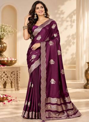 Looking These Party Wear Fancy Saree in Fine Colored Pair With Blouse.These Saree and Blouse Are Fabricated On Satin Tissue.Its Beautified With Wevon Jacquard Designer.