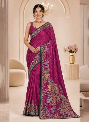 Looking These Party Wear Fancy Saree in Fine Colored Pair With Blouse.These Saree and Blouse Are Fabricated On Satin.Its Beautified With Wevon Designer With Swarovski Work.