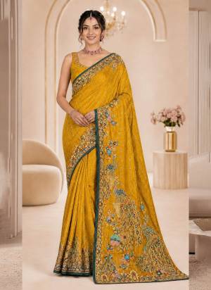 Looking These Party Wear Fancy Saree in Fine Colored Pair With Blouse.These Saree and Blouse Are Fabricated On Satin.Its Beautified With Wevon Designer With Swarovski Work.