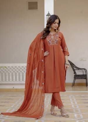 Garb These Beautiful Party Wear Designer Readymade Suits.These Top And Bottom Are Viscose Silk And Dupatta is Fabricated On Muslin Silk.Its Beautified With Designer Multy Thread Embroidery,Hand Work.