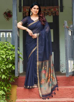 Attactive These Festive Wear Saree in Fine Colored.These Saree And Blouse is Fabricated On Linen Silk.Its Beautified With Weaving Jari Paithani Pallu Designer With Sequance Lining Embroidery Work.