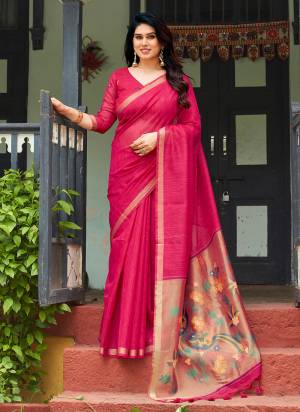 Attactive These Festive Wear Saree in Fine Colored.These Saree And Blouse is Fabricated On Linen Silk.Its Beautified With Weaving Jari Paithani Pallu Designer With Sequance Lining Embroidery Work.