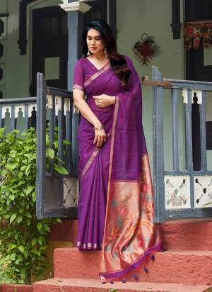 Attactive These Festive Wear Saree in Fine Colored.These Saree And Blouse is Fabricated On Linen Silk.Its Beautified With Weaving Jari Paithani Pallu Designer With Sequance Lining Embroidery Work.