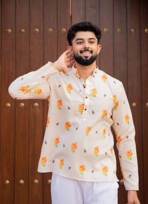 For A festive Wear,Grab These Readymade Short Kurta in Fine Colored.These Kurta is Fabricated On Swiss Linen With Designer Printed.Buy Now.