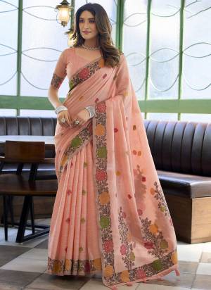 Looking These Fancy Party Wear Saree in Fine Colored.These Saree Are Handloom Linen And Blouse is Handloom Linen Fabricated.Its Beautified With Woven Jacquard Multy Thread Designer.
