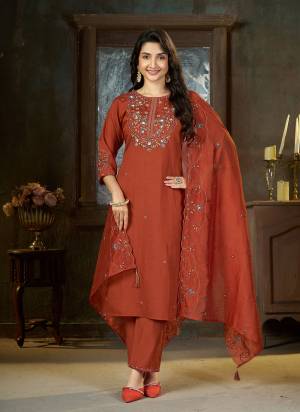 Looking These Beautiful Party Wear Designer Readymade Suits.These Top And Bottom Are Marina Silk And Dupatta is Fabricated On Muslin.Its Beautified With Designer Multy Thread Embroidery,Hand Work.