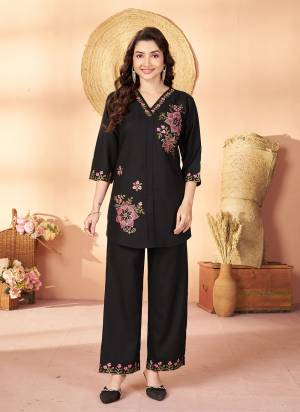 Garb These Beautiful Party Wear Designer Readymade Co Ord Dress.These Top And Bottom Are Rayon Fabricated.Its Beautified With Designer Multy Thread Embroidery Work.